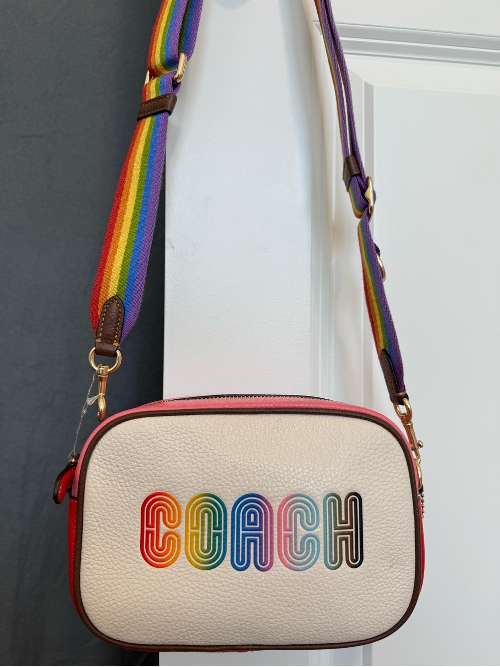 Coach Jamie Mini Camera Bag with Rainbow Coach Pebbled Leather C9939